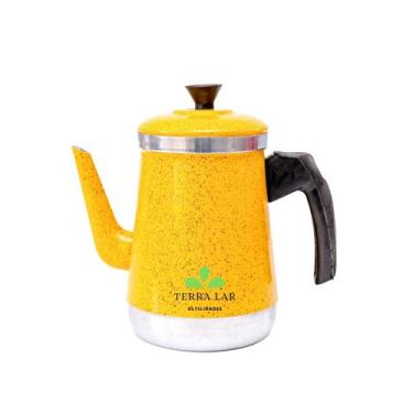Imagem de Bule Com Bico Para Café Chá Leite Em Alumínio - TERRA LAR, Amarelo