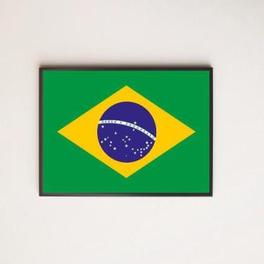 Imagem de Quadro Decorativo Bandeira Brasil 45x34cm - Quadros On-line, Madeira b