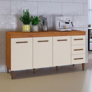 Imagem de Balcão Atenas 3 Portas E 3 Gavetas Naturalle Com Off White - KAIKI