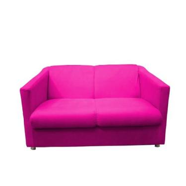 Imagem de Namoradeira Decorativa Biane Couro Rosa Pink 2 Lugares Pés Cromado Mz 