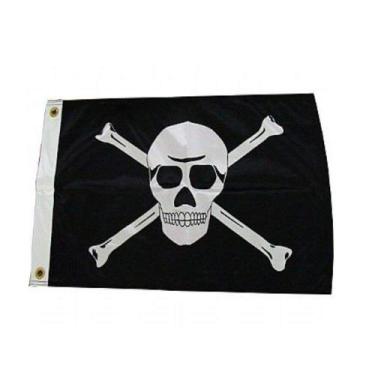 Imagem de Bandeira Pirata com Caveira e Ossos Preta - Marine Importa
