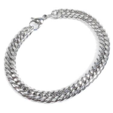 Imagem de Pulseira de corrente de elos duplos apertados de aço inoxidável de 8 mm, One Size, Aço inoxidável