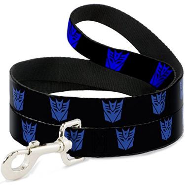 Imagem de Buckle-Down Coleira larga de 3,8 cm com logotipo Deception Repeat preta/violeta azul para cães, 1,2 m