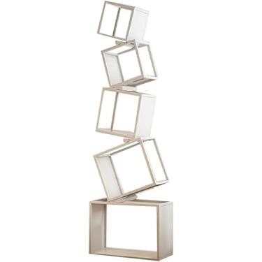 Imagem de Estante criativa, prateleira aberta de 5 camadas, prateleira de armazenamento, prateleira geométrica para livros, estante moderna, para CD/livros/coleções, prateleira de exibição para sala de estar,