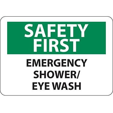 Imagem de National Marker SF45RB Placa "Safety First, Emergency Shower/Eye Wash", plástico rígido, 25,4 cm x 35,5 cm