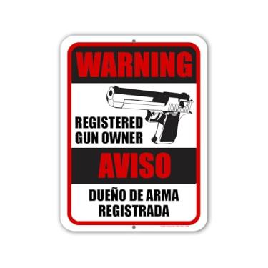 Imagem de Honey Dew Gifts, Sinais de aviso - bilíngue inglês e espanhol, sem invasão, metal, 23 x 30 cm, HDG-1596