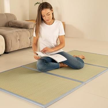 Imagem de MustMat Tapete Tatami Colchão Futon Japonês Colchão Portátil Tatami Dobrável Moldura de Cama Rush Grass (Twin XL)