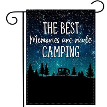 Imagem de The Best Memories are Made Bandeira de jardim de acampamento vertical dupla face, decoração externa de quintal de acampamento 30 x 45 cm
