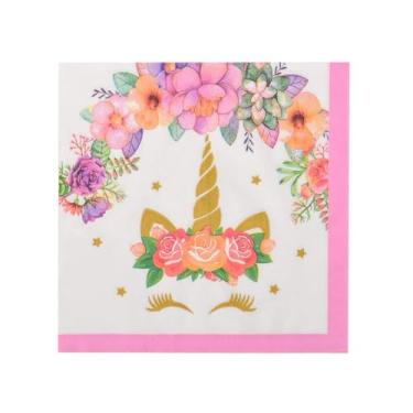 Imagem de 100 guardanapos descartáveis, guardanapos de coquetel, guardanapos de papel de festa para festa de aniversário, chá de bebê, casamento, piquenique, festa de almoço (unicórnio C)