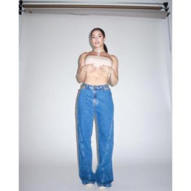 Imagem de Calça Jeans Feminina Wide Leg Cut Out com Aplicação de Tachinhas 22599-Feminino