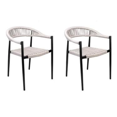 Imagem de Kit 2 Cadeiras Trancoso Base Preta Amêndoa - Rivatti