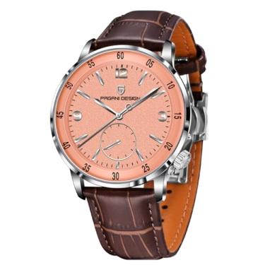 Imagem de Pagani Design Relógio masculino automático de 42 mm, mostrador grande, movimento mecânico, bisel de aço inoxidável, lente de vidro safira, 100 m, impermeável, simples, fácil de ler, pulseira de couro