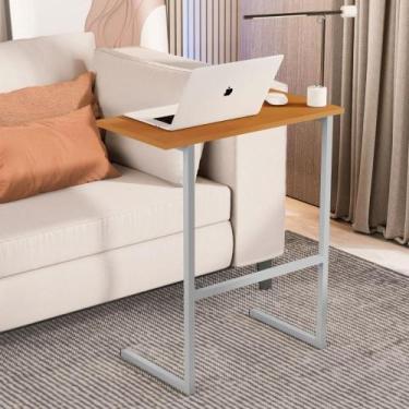 Imagem de Mesa Notebook Pés Ferro Valência Nature Cinza - Mais de Casa