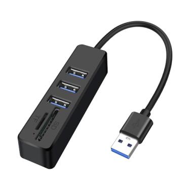 Imagem de XMSJSIY Hub divisor USB 5 em 1, adaptador multiportas USB A com 3 portas USB tipo A, leitor de cartão de memória SD/TF, estação de ancoragem USB 2.0, adaptador de portas de dados USB A para USB A
