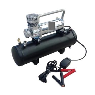 Imagem de Bomba de ar portátil para carro 12V/24V Bomba de ar modificada para carro Compressor de ar Sistema de suspensão modificado com tanque de ar(WHITE)