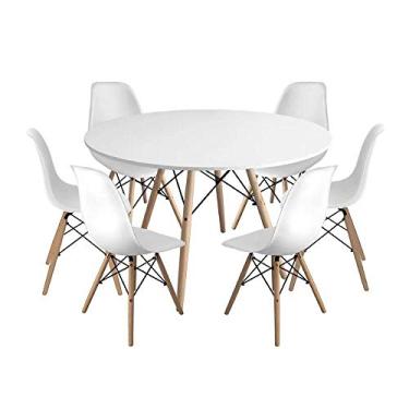 Imagem de Kit Mesa Jantar Eiffel 120cm Branca + 6 Cadeiras Charles Eames - Branca