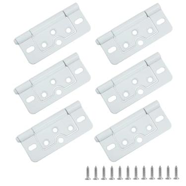 Imagem de Litoexpe 6 peças de dobradiças de porta de 7,6 cm sem encaixe com parafusos, dobradiças de porta de aço inoxidável resistente para motorhome, trailer, campista, cozinha, banheiro (branco)