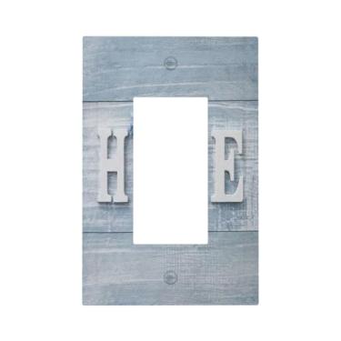 Imagem de Bule Home Placa de parede de madeira branca letra de madeira 1 gangue decorativa capa de interruptor de luz única decora placa elétrica GFCI capas de tomada placa frontal 12 x 7 cm