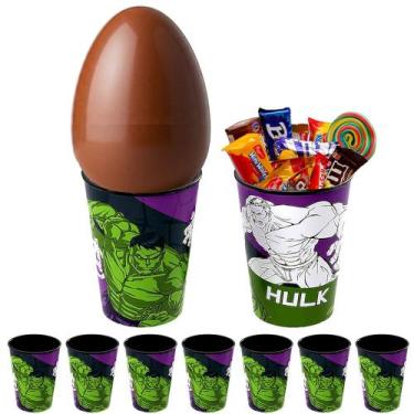 Imagem de Kit 5 Copos 320ml Infantil Hulk para Base de Ovo de Páscoa - Plasutil,