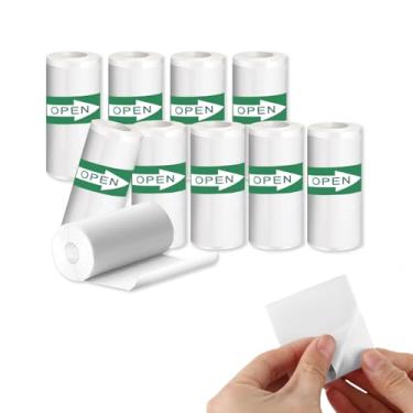 Imagem de 10 rolos de papel adesivo térmico, mini papel autoadesivo para fotos, notas e etiquetas, papel térmico adesivo branco para impressoras Bluetooth de bolso, 5,7 x 2,5 cm