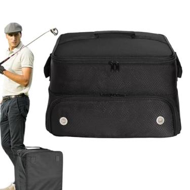 Imagem de Armário de golfe para carro, armário de golfe de 2 camadas - 2 compartimentos de sapatos à prova d'água para armazenamento de golfe para carro com compartimento ventilado para acessórios de golfe e