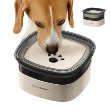 Imagem de Tigela de água para cães sem derramamento, conjunto de tigela de comida e água para cães com suporte, tigela de água de grande capacidade de 1,984 g/2L para cães grandes, sem derramamento, tigela de