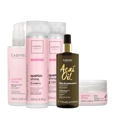 Imagem de Kit Cadiveu Professional Quartzo Shine Shampoo Condicionador Máscara Pré-Shampoo e Açaí Oil 110 (5 produtos)