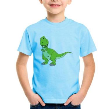 Imagem de Camiseta Infantil Dinossauro - Foca na Moda, Azul bebê, 6