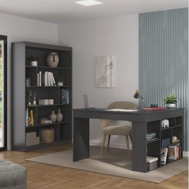 Imagem de Kit 2 Peças com Escrivaninha em L e Estante para Livros Andorra Espresso Móveis