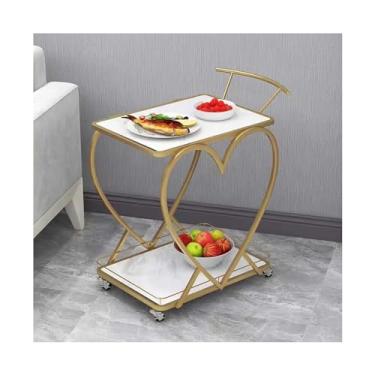 Imagem de Carrinho de Armazenamento Carrinho de bar moderno, mini bar móvel de 2 camadas, carrinho de serviço de cozinha e estação de café para cozinha, sala de jantar, 34,3 polegadas Carrinho de Armazenamento(