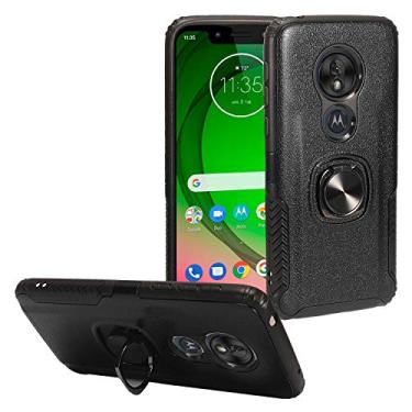 Imagem de Para T-Mobile REVVLRY, Motorola Moto G7 Play, G7 Optimo XT1952/DL - Capa de telefone híbrida com suporte de anel, RS4 Black
