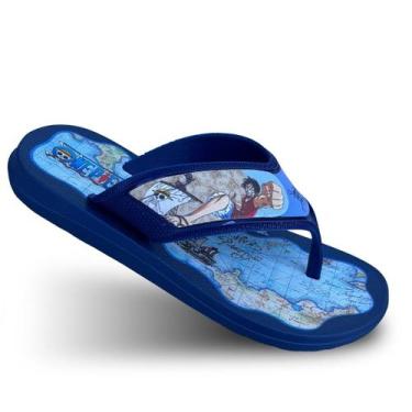 Imagem de Chinelo Infantil de Menino Grendene One Piece Explorer com Luffy Azul 