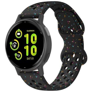 Imagem de Laband Pulseira de silicone esportiva colorida de 20 mm compatível com Garmin Vivoactive 6/Vivoactive 5/3/Forerunner 570 42 mm/165/55/245/645/Venu Sq 2/Venu, pulseira de plástico reciclado macia de