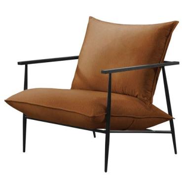 Imagem de Poltrona Decorativa Couro Caramelo Agnes - Naluma Móveis