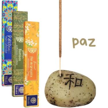 Imagem de Queimador Incensario Porta Incenso Pedra Japonesa Amor Esperança Paz V