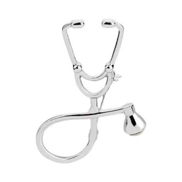 Imagem de Moda série médica metal esmalte broche estetoscópio masculino feminino