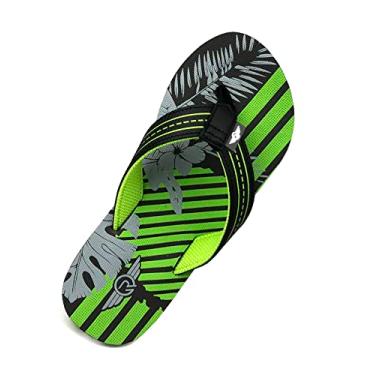 Imagem de REDVOLUTION Sandália de praia para meninos TRIBAL Tattoo | Sandálias geométricas Bali, 618 Preto/Verde, 1 Big Kid