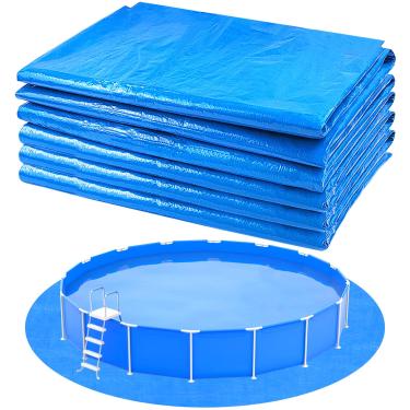 Imagem de YEXEXINM Pano de chão de piscina redondo de 3 m, pano de chão de piscina, almofada de forro de piscina redonda para piscina acima do solo de 3 m, protetor de tapete de chão de piscina resistente para