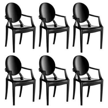 Imagem de Conjunto com 6 Cadeiras de Plástico Wind Preto