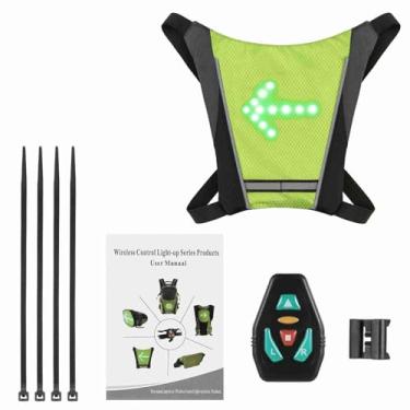 Imagem de Pacote de bicicleta com sinal de seta de LED, recarregável, com clipe refletivo de fixação com controle remoto, mochila de LED com indicador de direção, bolsa de luz de segurança, colete esportivo