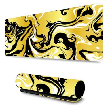 Imagem de Mouse Pad Gamer Profissional Confortavél Anti Derrapante Games e Escritório (65x32cm) - Abstrato Dourado