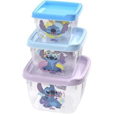 Imagem de Conjunto de Potes Plásticos STITCH com 3 Potes Quadrados Conect - Plas