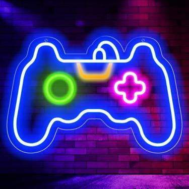 Imagem de KENFARI Placa neon para gamer, em forma de gamepad, placa neon de LED para decoração de sala de jogadores, luz neon de jogo para decoração de quarto de menino adolescente, melhores presentes para