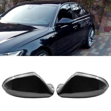 Imagem de GSRECY Capa de espelho, par de capa de espelho retrovisor lateral da porta externa compatível com Audi A6 S6 RS6 C7 C7.5 2011-2018, sem assistência de faixa