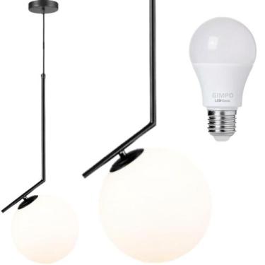 Imagem de Luminária Pendente Jabuticaba 45cm Angular Globo Vidro 15cm Teto Gimpo