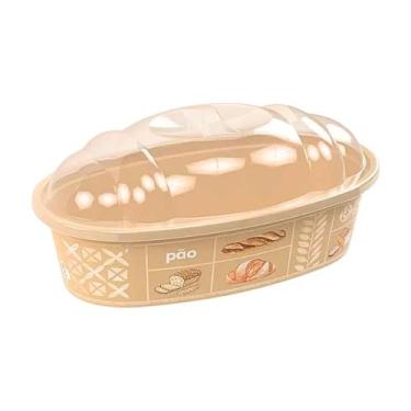 Imagem de Porta Pão de Plástico com Tampa Café da Manhã Beje Nova versão - Plasú