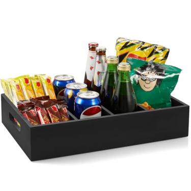 Imagem de DRASTAR Organizador de bandeja de lanche, expositor de lanche de madeira para balcão, estação de lanchonete, organizador de chips para prateleira de despensa, organizador de cesta de lanches