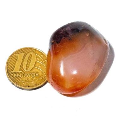 Imagem de 01 Ágata Cornalina Rolada Pedra G 30 a 45mm Classe A - CristaisdeCurve