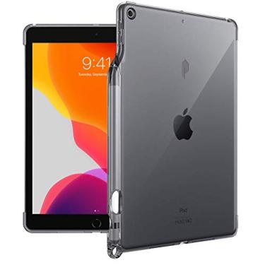 Imagem de Poetic Capa Lumos projetada para iPad 10.2 9ª geração (2021)/8ª geração (2020)/7ª geração (2019), capa traseira de TPU transparente flexível com suporte para lápis, compatível com teclado inteligente