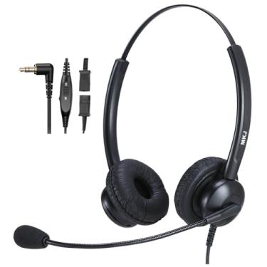 Imagem de Fone de ouvido de 2,5 mm com microfone para telefones de escritório, fone de ouvido, cancelamento de ruído para telefone sem fio Panasonic KX-TGF574 KX-TGF380M Cisco Linksys SPA 508G Grandstream Uniden e outros telefones Dect